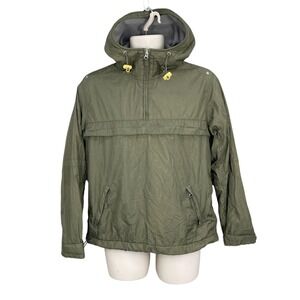 Old Navy Woman Jacket Fleece Lined Hooded Anorak Kangaroo Half Zip Size M Green